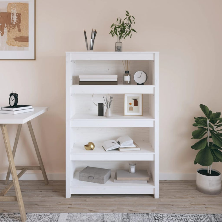 Boekenkast 80x35x126 cm massief grenenhout wit MeubelReus