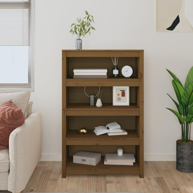 Boekenkast 80x35x126 cm massief grenenhout honingbruin MeubelReus