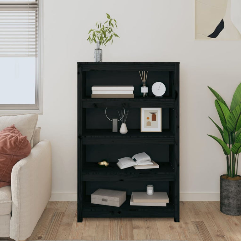 Boekenkast 80x35x126 cm massief grenenhout zwart MeubelReus