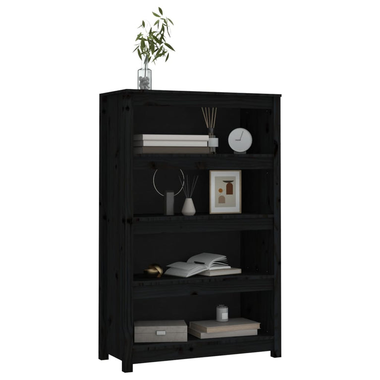 Boekenkast 80x35x126 cm massief grenenhout zwart MeubelReus