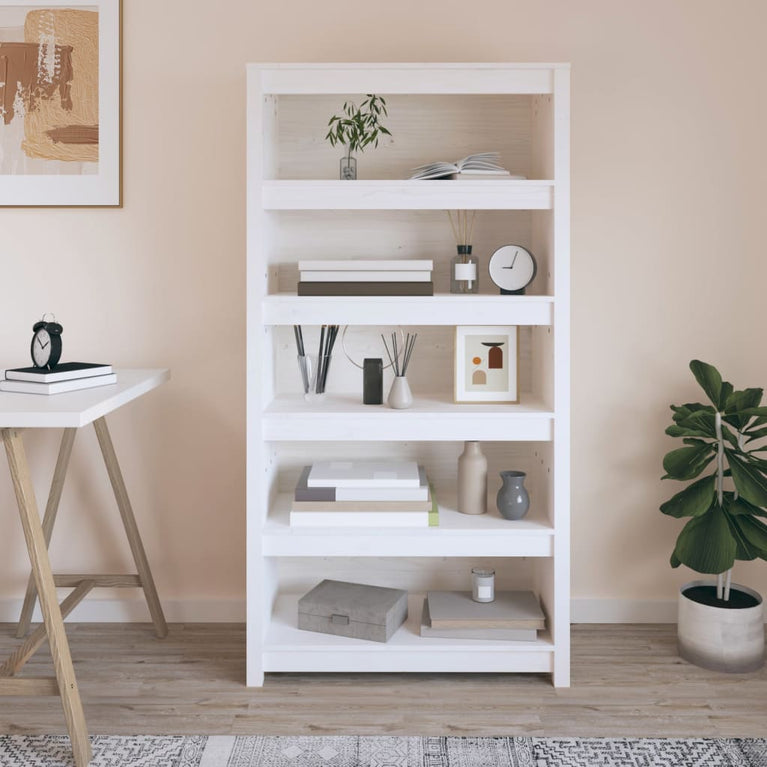 Boekenkast 80x35x154 cm massief grenenhout wit MeubelReus