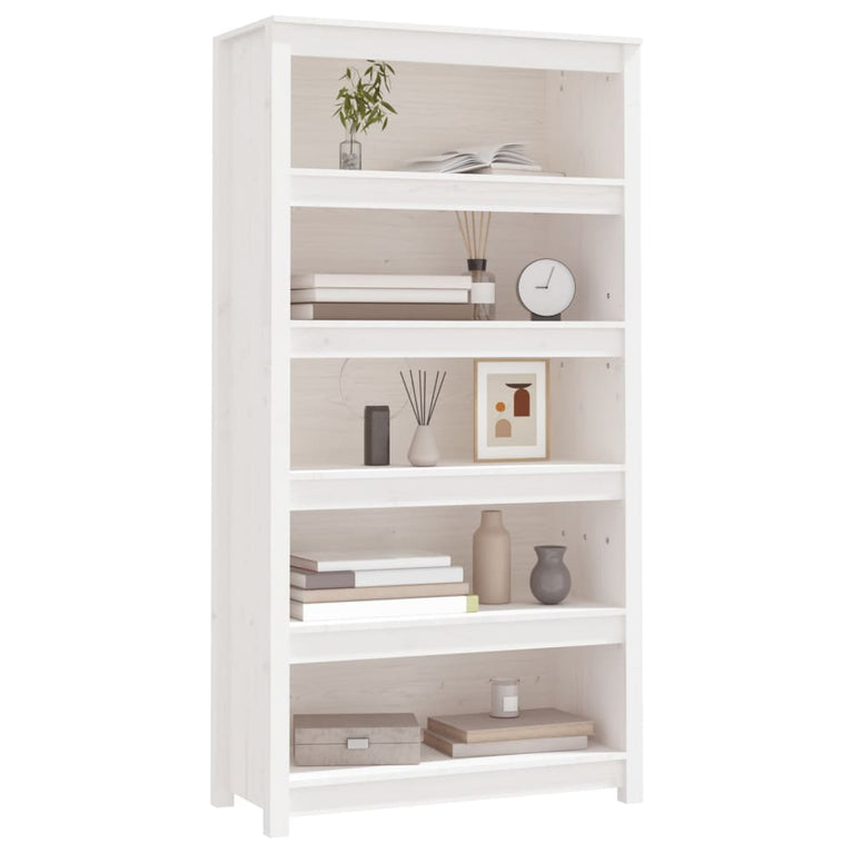 Boekenkast 80x35x154 cm massief grenenhout wit MeubelReus