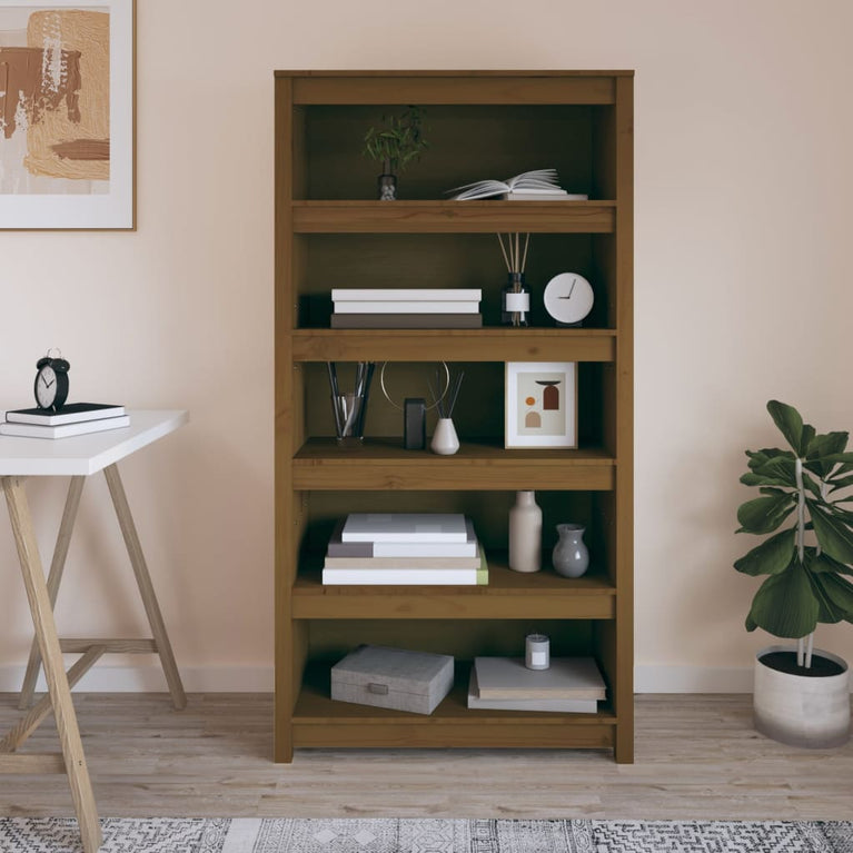 Boekenkast 80x35x154 cm massief grenenhout honingbruin MeubelReus