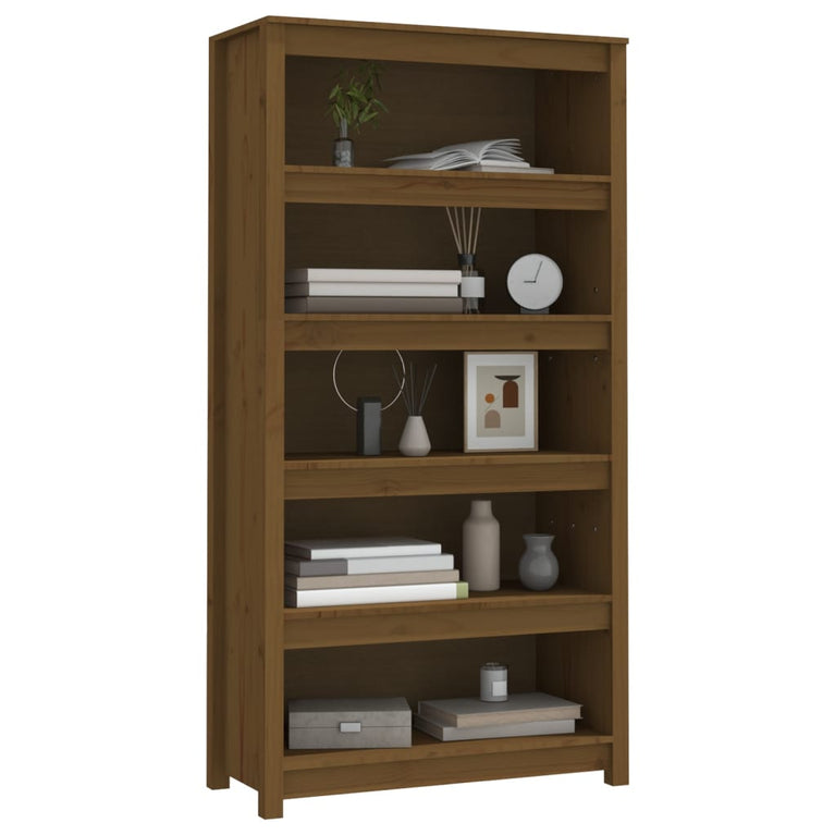 Boekenkast 80x35x154 cm massief grenenhout honingbruin MeubelReus