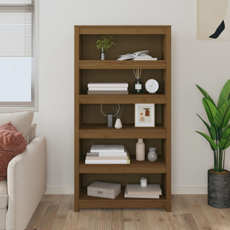 Boekenkast 80x35x154 cm massief grenenhout honingbruin MeubelReus