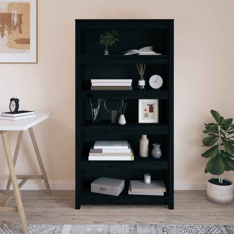 Boekenkast 80x35x154 cm massief grenenhout zwart MeubelReus