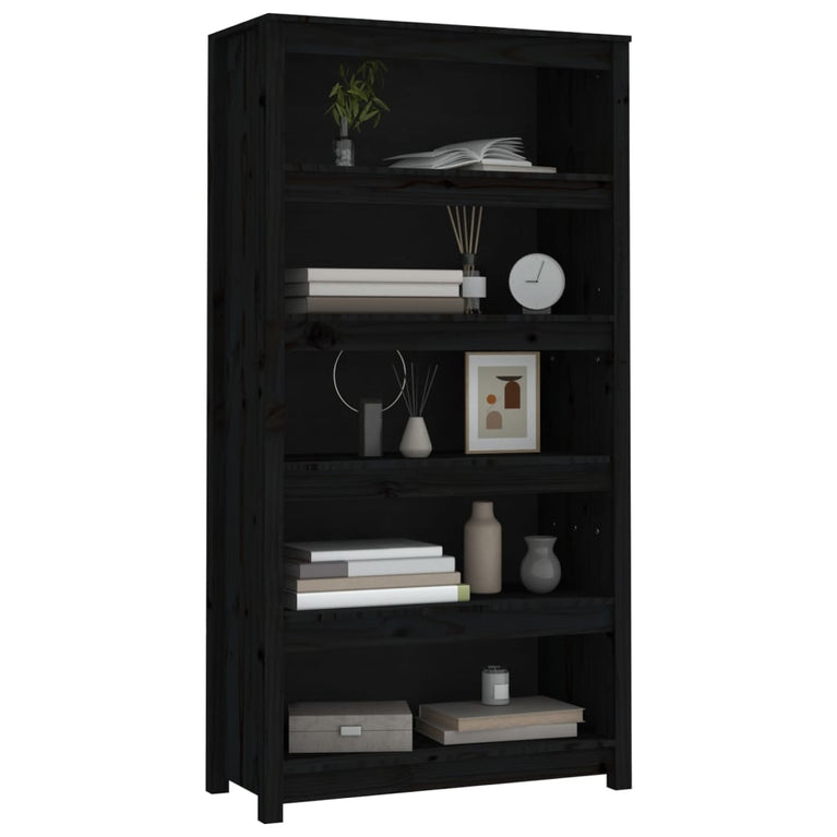 Boekenkast 80x35x154 cm massief grenenhout zwart MeubelReus