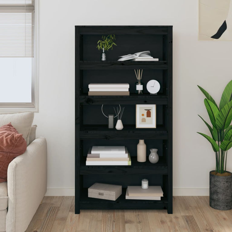 Boekenkast 80x35x154 cm massief grenenhout zwart MeubelReus