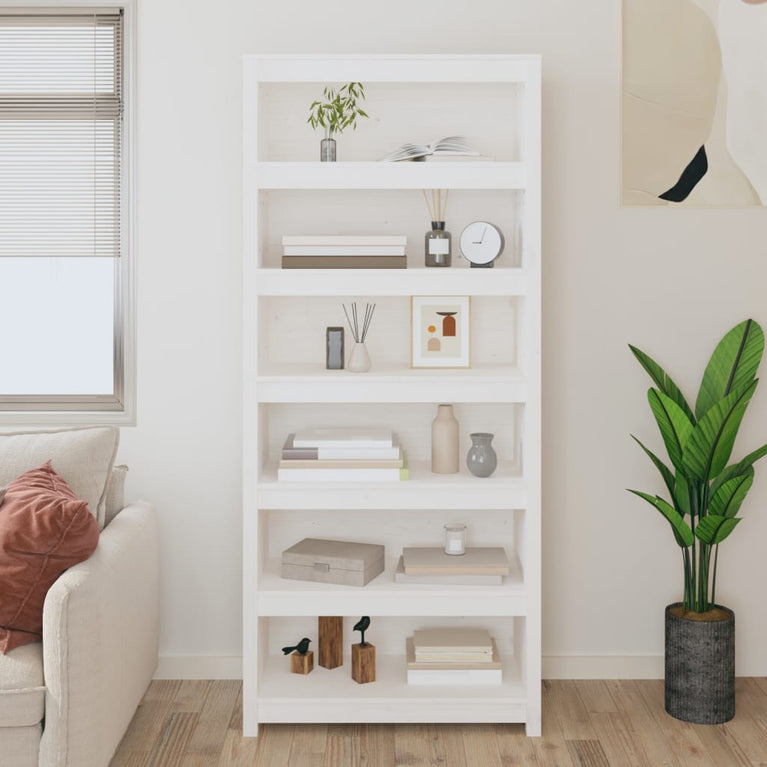 Boekenkast 80x35x183 cm massief grenenhout wit MeubelReus