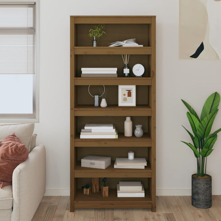Boekenkast 80x35x183 cm massief grenenhout honingbruin MeubelReus