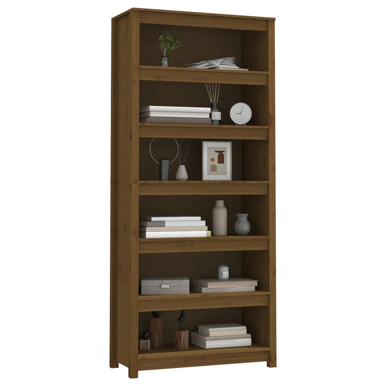 Boekenkast 80x35x183 cm massief grenenhout honingbruin MeubelReus