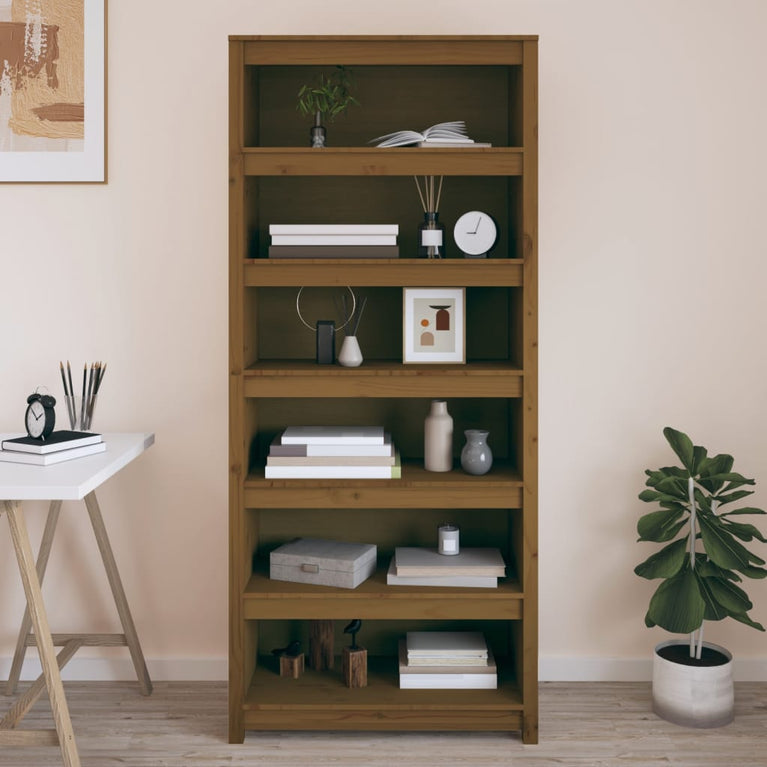 Boekenkast 80x35x183 cm massief grenenhout honingbruin MeubelReus