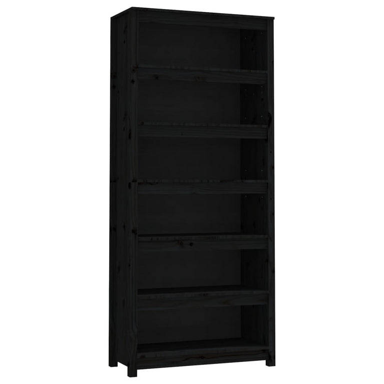 Boekenkast 80x35x183 cm massief grenenhout zwart MeubelReus