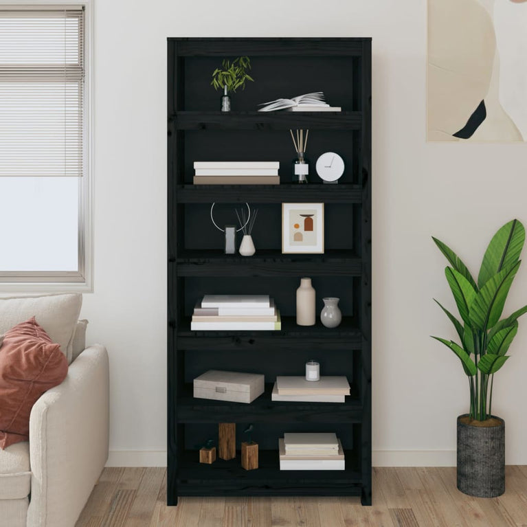 Boekenkast 80x35x183 cm massief grenenhout zwart MeubelReus