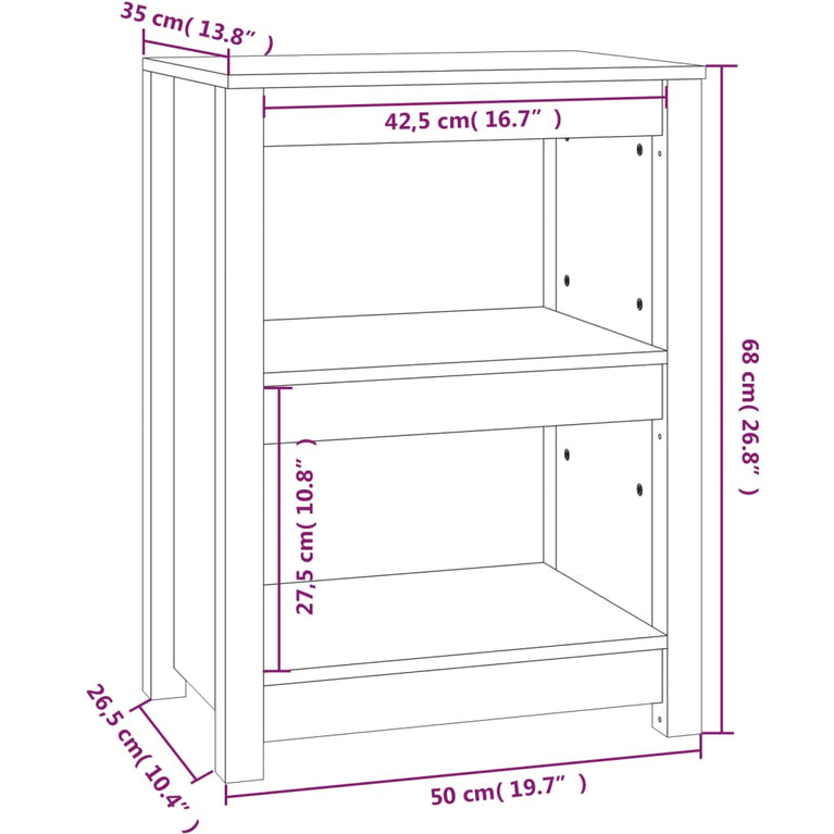 Boekenkast 50x35x68 cm massief grenenhout grijs MeubelReus