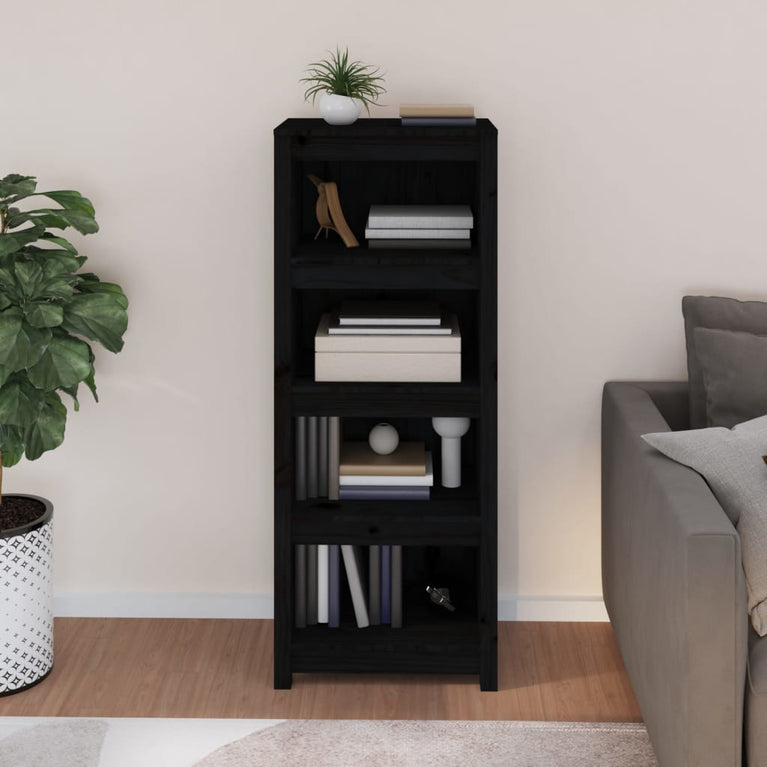 Boekenkast 50x35x125,5 cm massief grenenhout zwart MeubelReus
