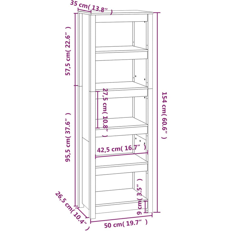 Boekenkast 50x35x154 cm massief grenenhout grijs MeubelReus
