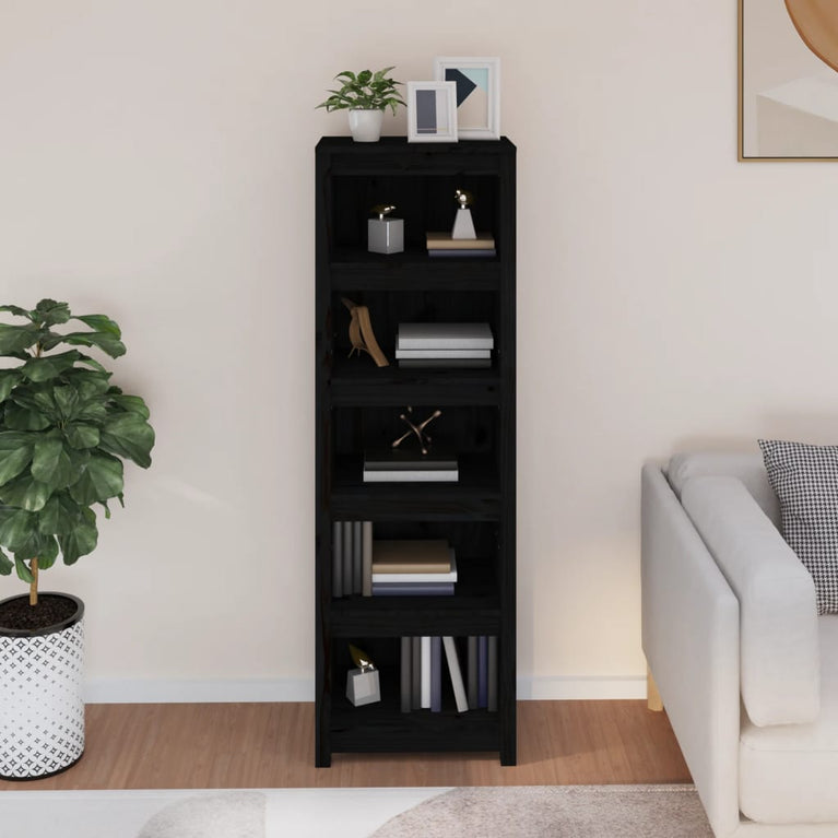 Boekenkast 50x35x154 cm massief grenenhout zwart MeubelReus