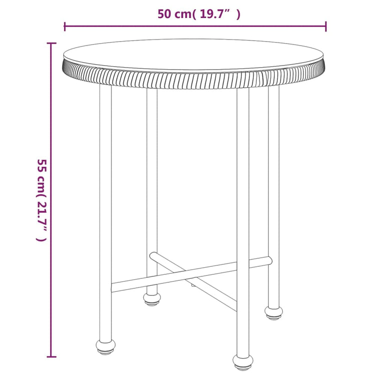 Eettafel Ø50 cm gehard glas en staal zwart MeubelReus