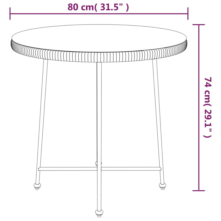 Eettafel Ø80 cm gehard glas en staal MeubelReus