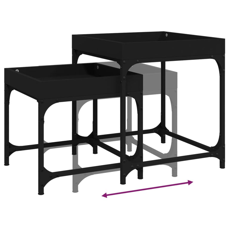 Bijzettafels 2 st bewerkt hout zwart MeubelReus