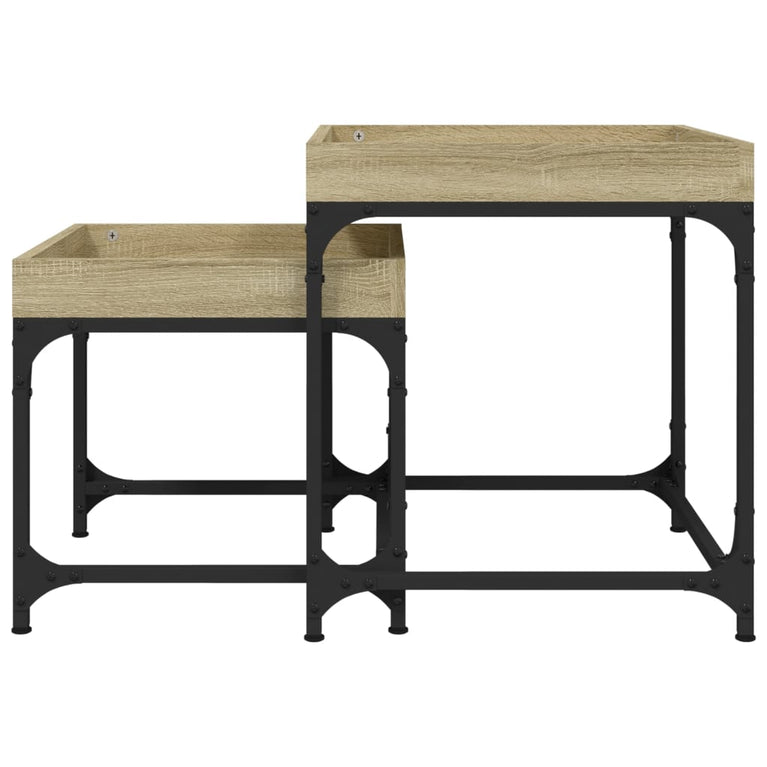 Bijzettafels 2 st bewerkt hout sonoma eikenkleurig MeubelReus