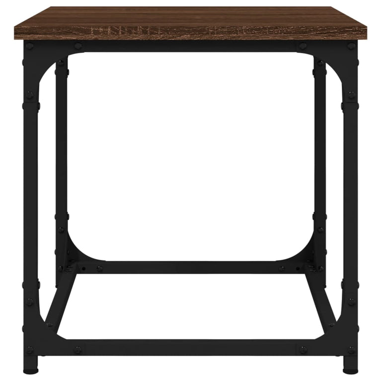 Bijzettafel 40x40x40 cm bewerkt hout bruin eikenkleur MeubelReus