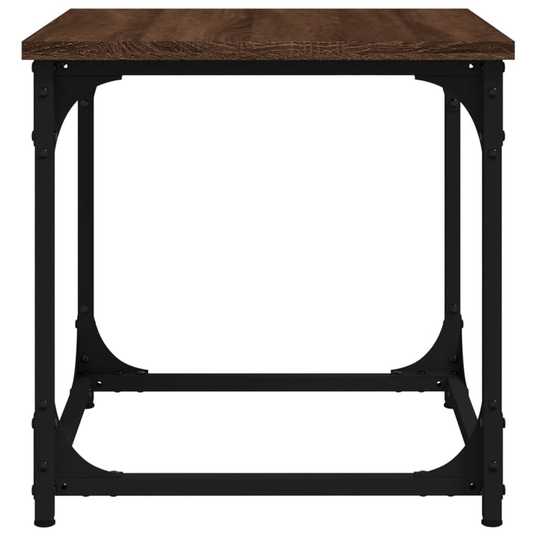 Bijzettafel 40x40x40 cm bewerkt hout bruin eikenkleur MeubelReus