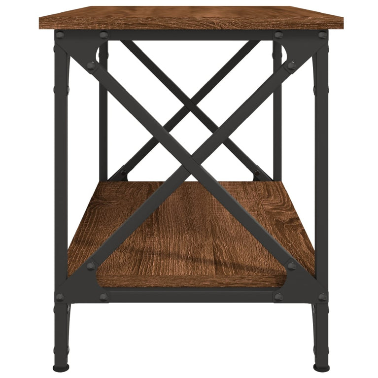 Bijzettafel 55x38x45 cm bewerkt hout bruin eikenkleur MeubelReus