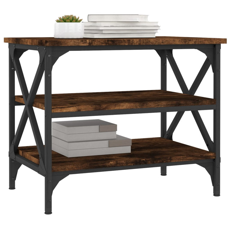 Bijzettafel 55x38x45 cm bewerkt hout gerookt eikenkleurig MeubelReus