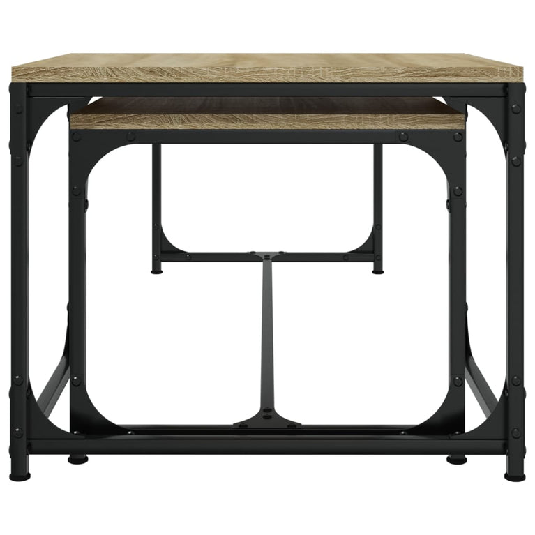 Salontafels 2 st bewerkt hout sonoma eikenkleurig MeubelReus