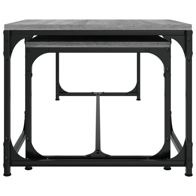 Salontafels 2 st bewerkt hout grijs sonoma eikenkleurig MeubelReus