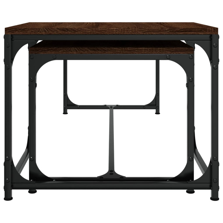 Salontafels 2 st bewerkt hout bruin eikenkleur MeubelReus