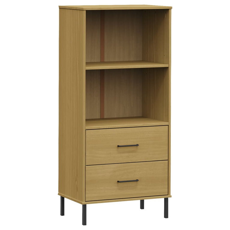 Boekenkast met 2 lades OSLO 60x35x128,5 cm massief hout bruin MeubelReus