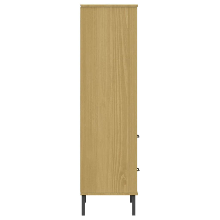 Boekenkast met 2 lades OSLO 60x35x128,5 cm massief hout bruin MeubelReus