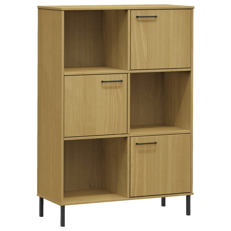 Boekenkast met metalen poten OSLO 90x35x128,5 cm hout bruin MeubelReus