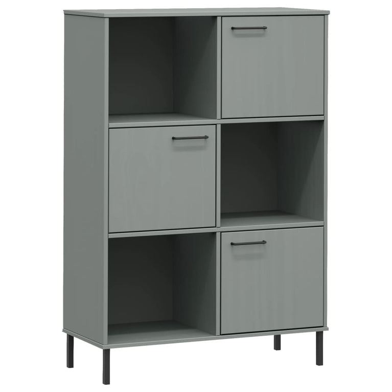 Boekenkast met metalen poten OSLO 90x35x128,5 cm hout grijs MeubelReus