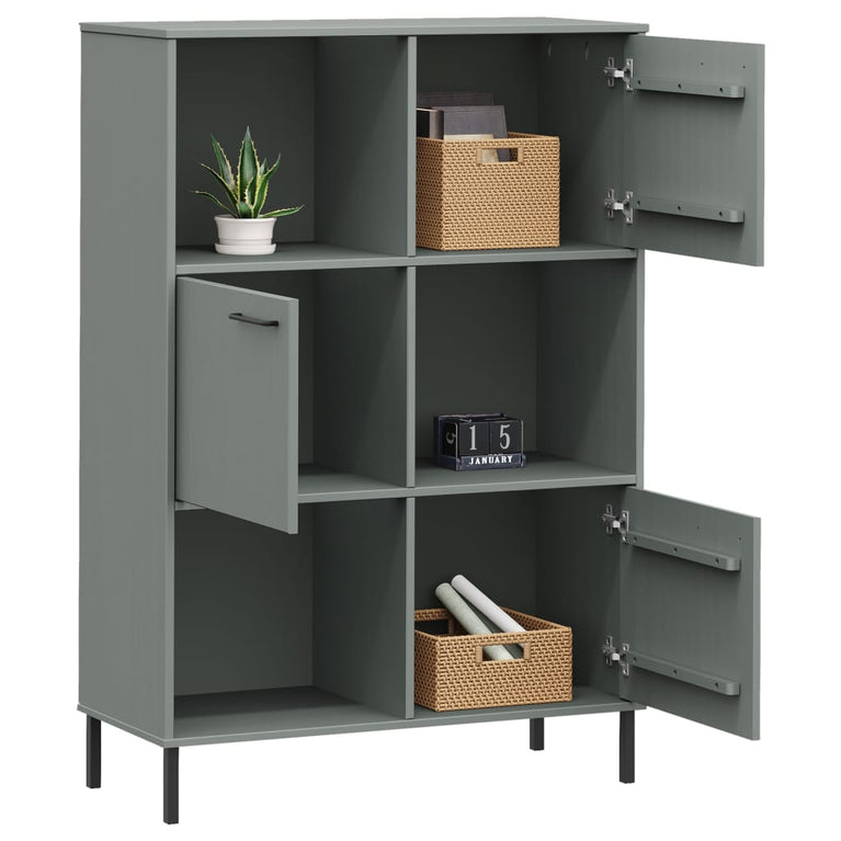 Boekenkast met metalen poten OSLO 90x35x128,5 cm hout grijs MeubelReus