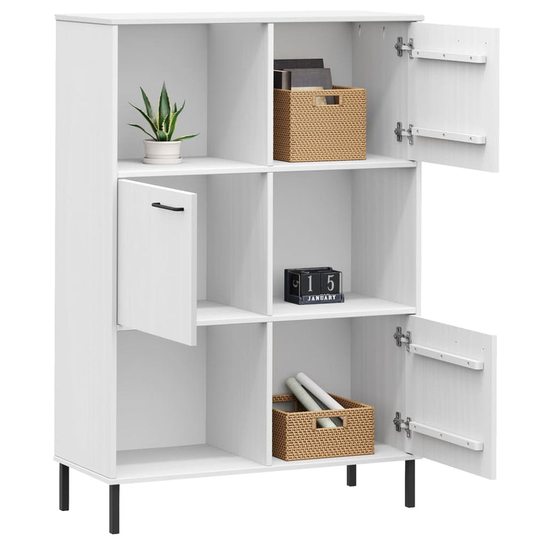 Boekenkast met metalen poten OSLO 90x35x128,5 cm hout wit MeubelReus