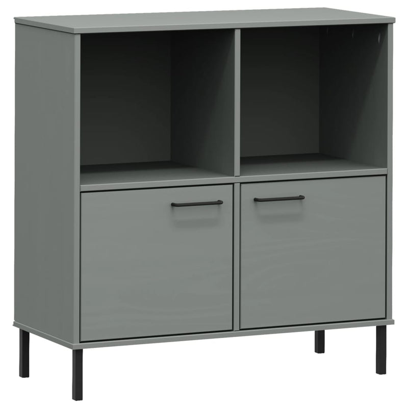 Boekenkast met metalen poten OSLO 90x35x90,5 cm hout grijs MeubelReus