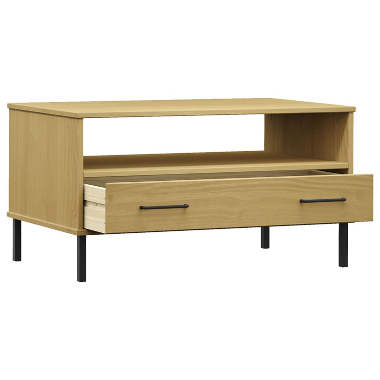 Salontafel met metalen poten OSLO 85x50x45 cm hout bruin MeubelReus