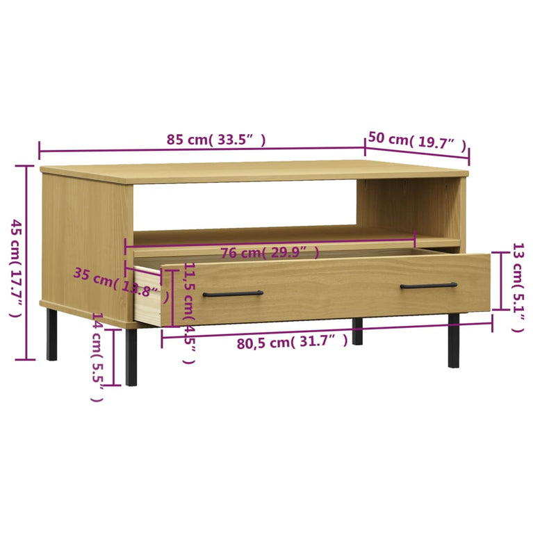 Salontafel met metalen poten OSLO 85x50x45 cm hout bruin MeubelReus