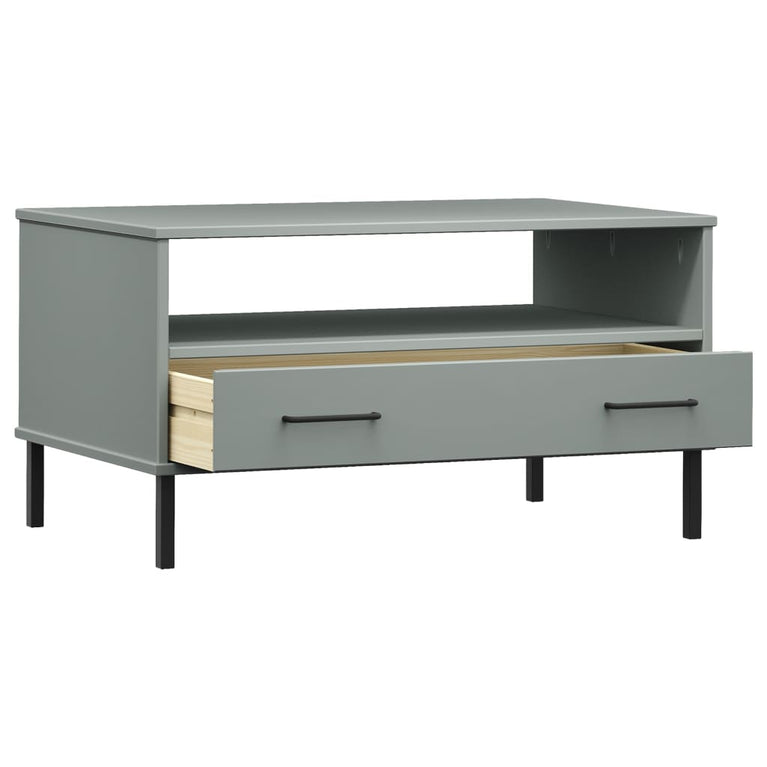 Salontafel met metalen poten OSLO 85x50x45 cm hout grijs MeubelReus