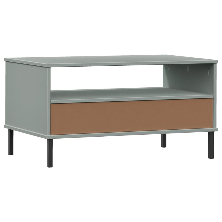 Salontafel met metalen poten OSLO 85x50x45 cm hout grijs MeubelReus