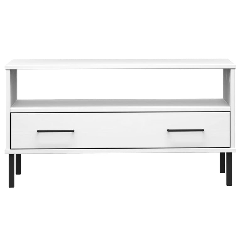 Salontafel met metalen poten OSLO 85x50x45 cm masssief hout wit MeubelReus
