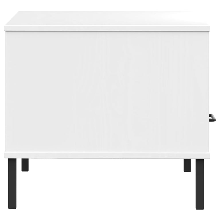 Salontafel met metalen poten OSLO 85x50x45 cm masssief hout wit MeubelReus