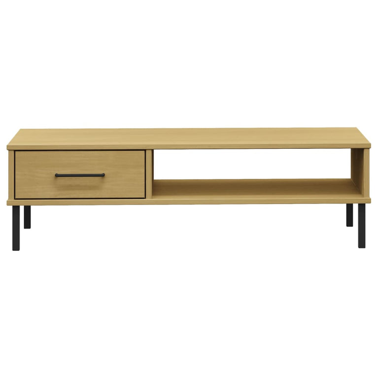 Salontafel met metalen poten OSLO massief grenenhout bruin MeubelReus