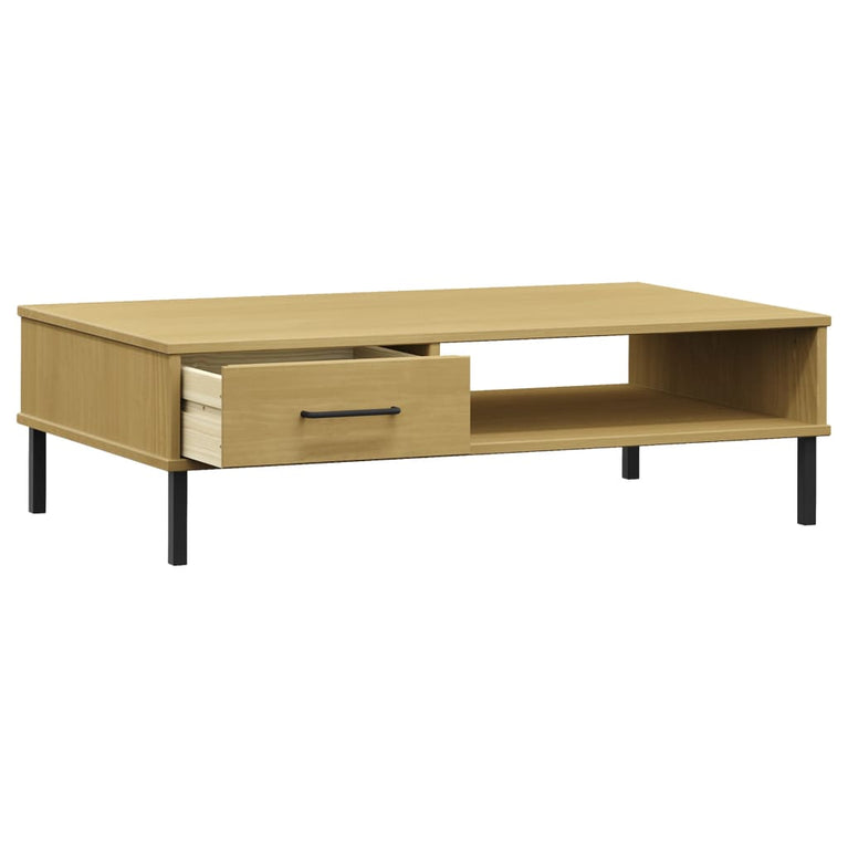 Salontafel met metalen poten OSLO massief grenenhout bruin MeubelReus