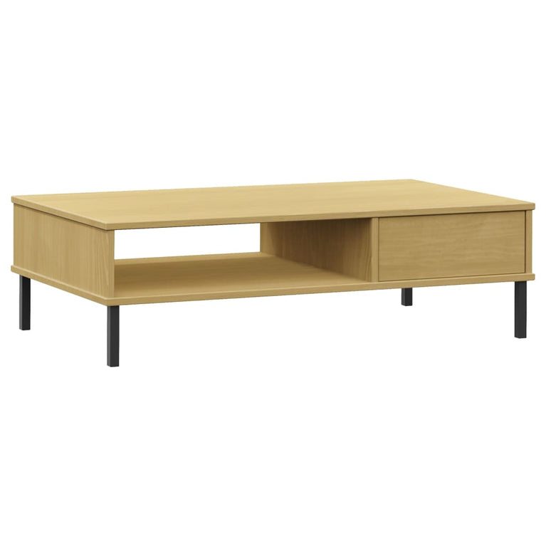 Salontafel met metalen poten OSLO massief grenenhout bruin MeubelReus