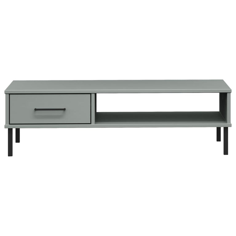 Salontafel met metalen poten OSLO massief grenenhout grijs MeubelReus